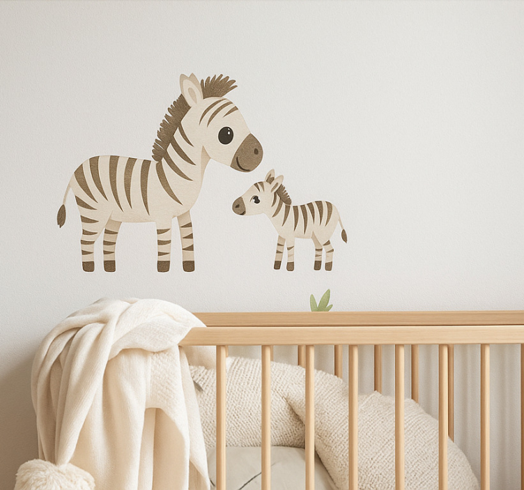 Adesivo para crianças mãe e filho zebra - TenStickers