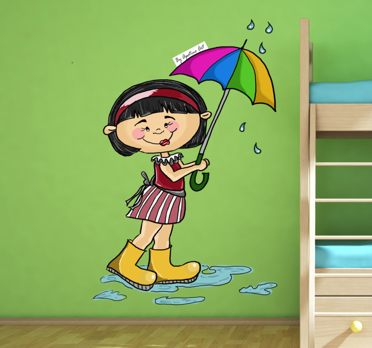 Adesivo para crianças menina com guarda-chuva - TenStickers