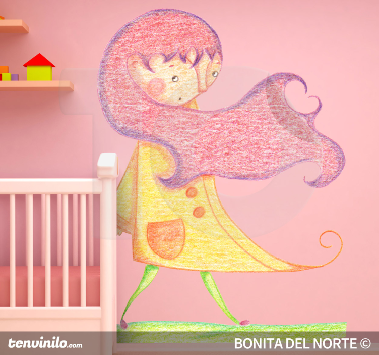 Adesivo para crianças personagem de menina colorida - TenStickers