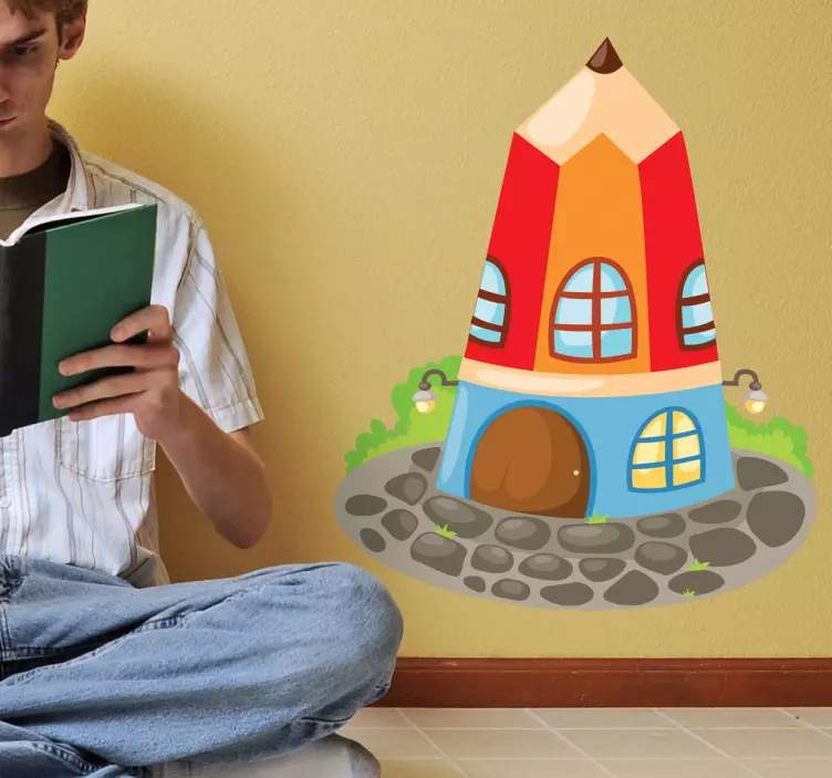 Adesivo para crianças projeto de casa de lápis - TenStickers