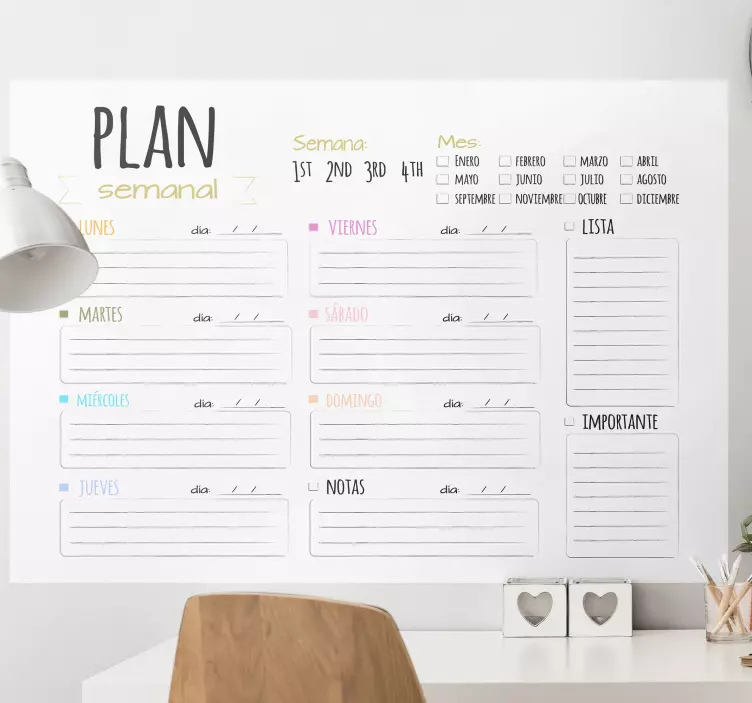 Autocolante para gabinete Agenda semanal - TenStickers