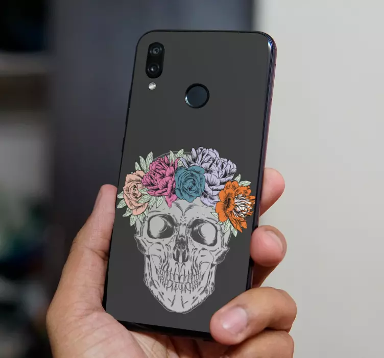 Adesivo para Huawei motivo de caveira floral - TenStickers