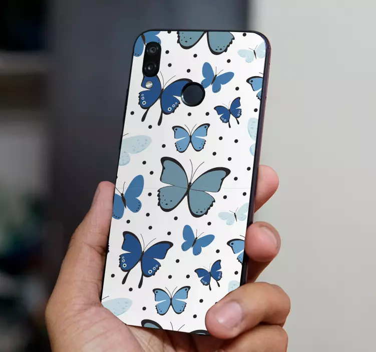 Adesivo para Huawei padrões de borboletas azuis - TenStickers