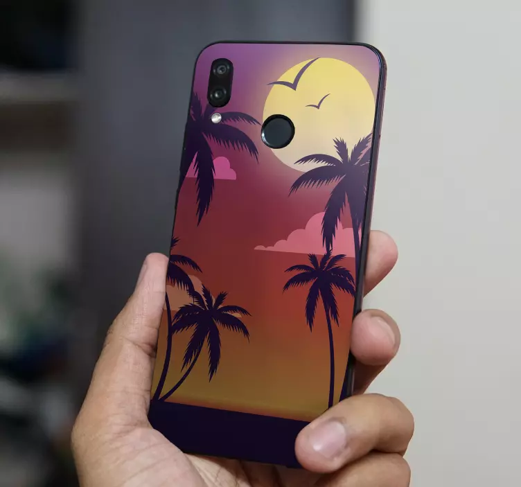 Adesivo para Huawei paisagem tropical do pôr do sol - TenStickers