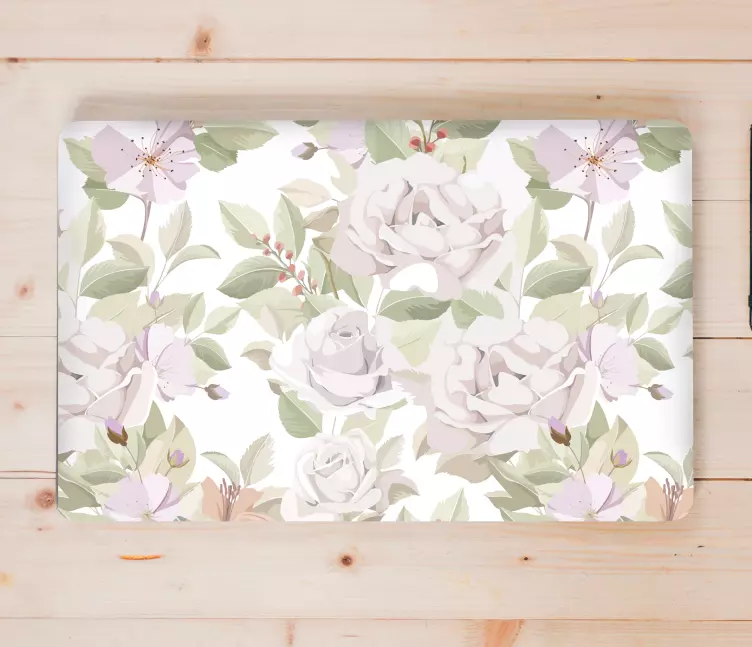 Adesivo para laptop arranjo floral elegante - TenStickers