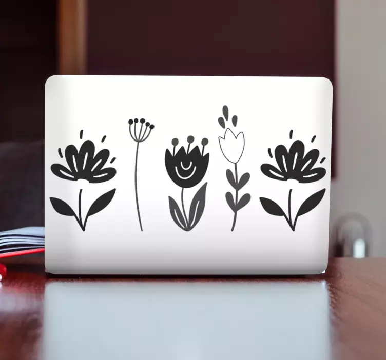 Autocolante para portátil arranjo floral estilizado - TenStickers