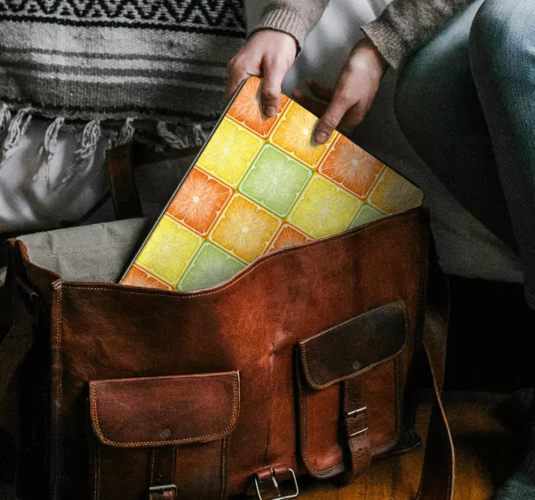 Adesivo para laptop azulejos de padrão cítrico - TenStickers