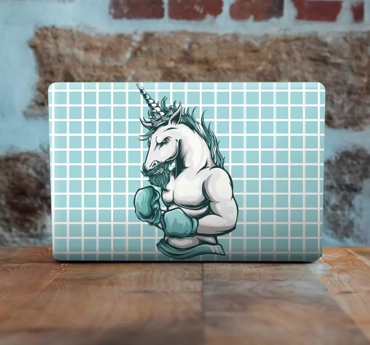 Adesivo para laptop boxeador unicórnio musculoso - TenStickers