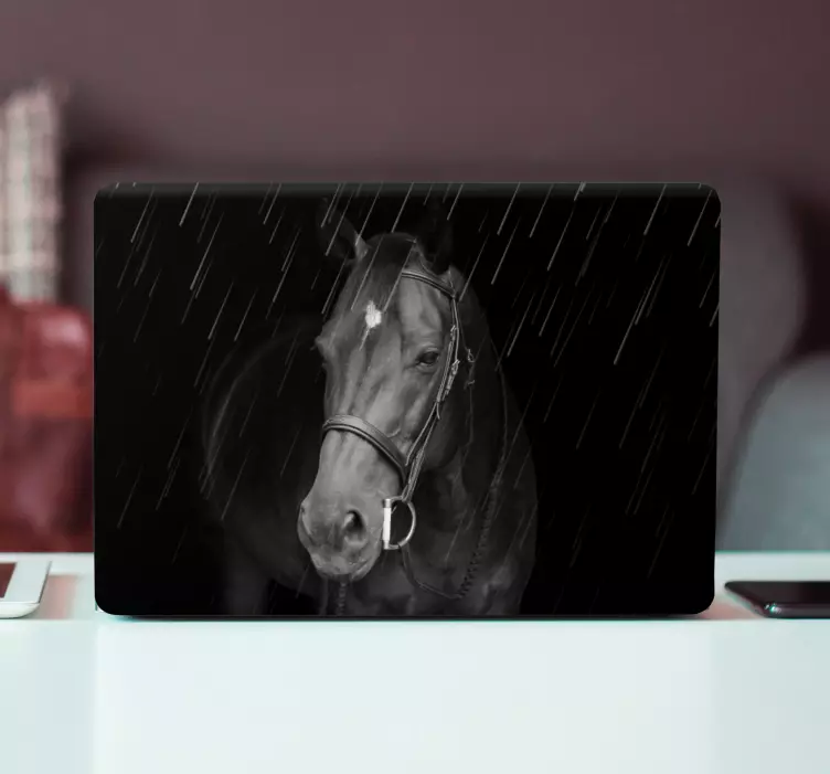 Adesivo para laptop cavalo com humor chuvoso - TenStickers