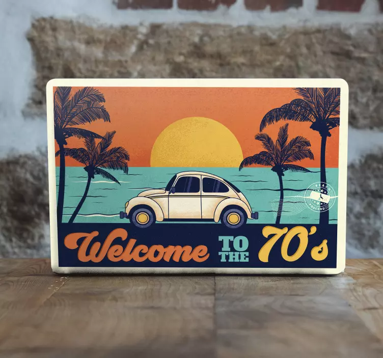 Adesivo para laptop cena de praia retrô - TenStickers