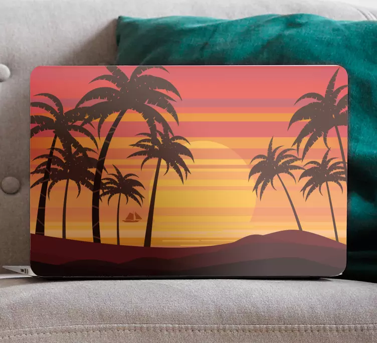 Adesivo para laptop cena tropical ao entardecer - TenStickers