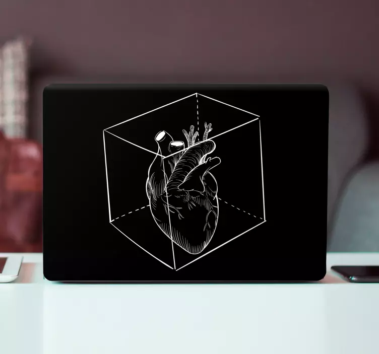Adesivo para laptop coração em cubo - TenStickers