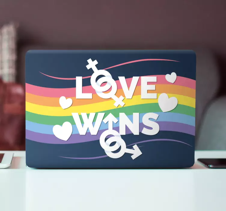 Adesivo para laptop declaração de que o amor vence - TenStickers
