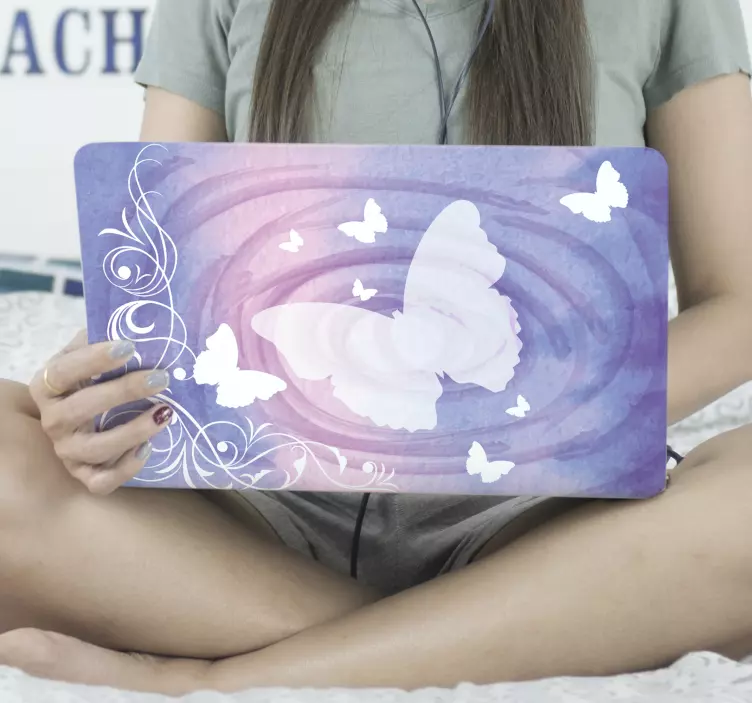 Adesivo para laptop design de redemoinhos de borboleta - TenStickers