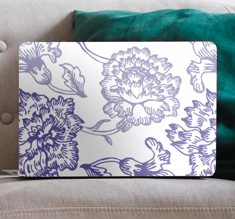 Adesivo para laptop detalhe de padrão floral - TenStickers