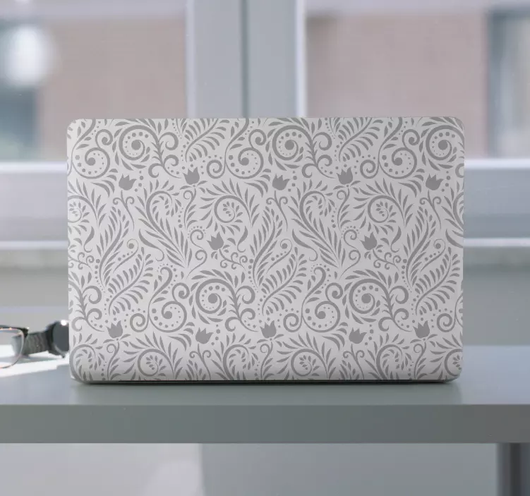 Adesivo para laptop elemento floral elegante - TenStickers
