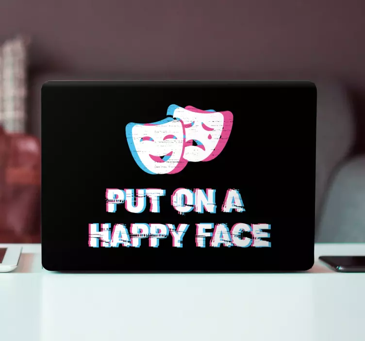 Adesivo para laptop expressão facial feliz - TenStickers