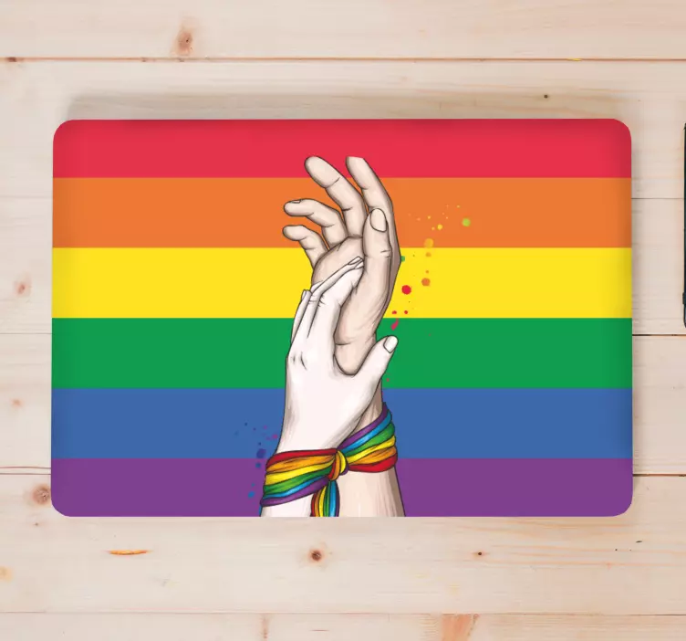 Adesivo para laptop mãos entrelaçadas arco-íris - TenStickers