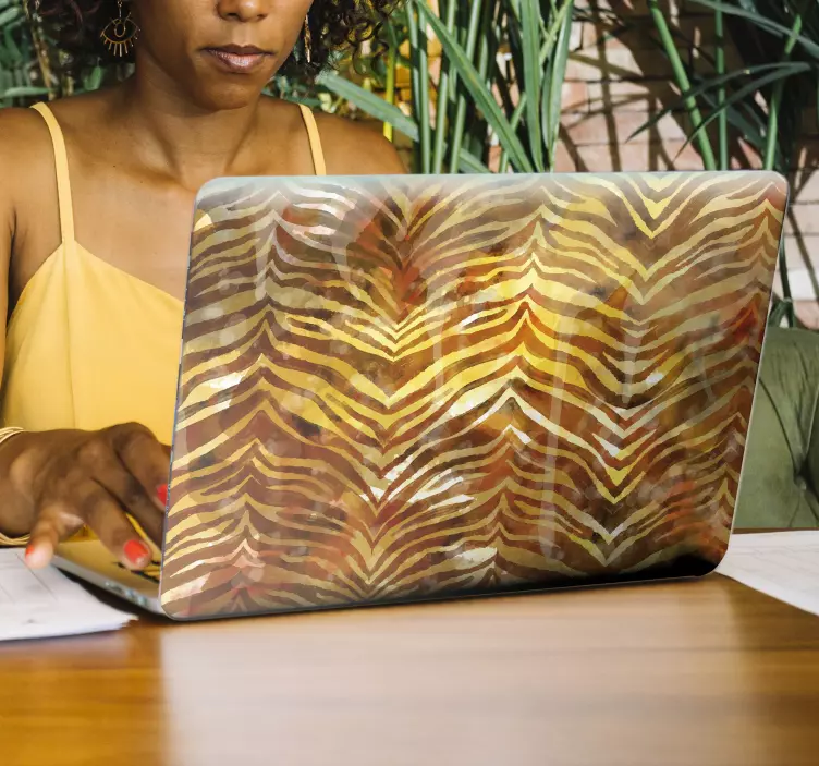 Adesivo para laptop motivo de listras de tigre - TenStickers