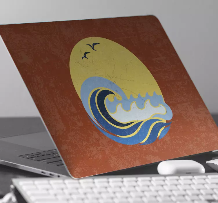 Adesivo para laptop ondas do oceano ao pôr do sol - TenStickers