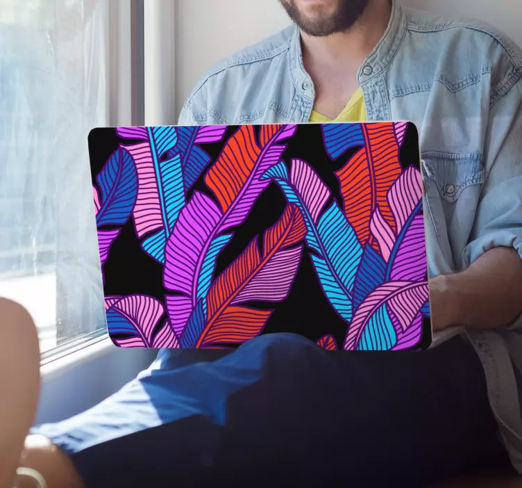 Adesivo para laptop padrão de folhas coloridas - TenStickers
