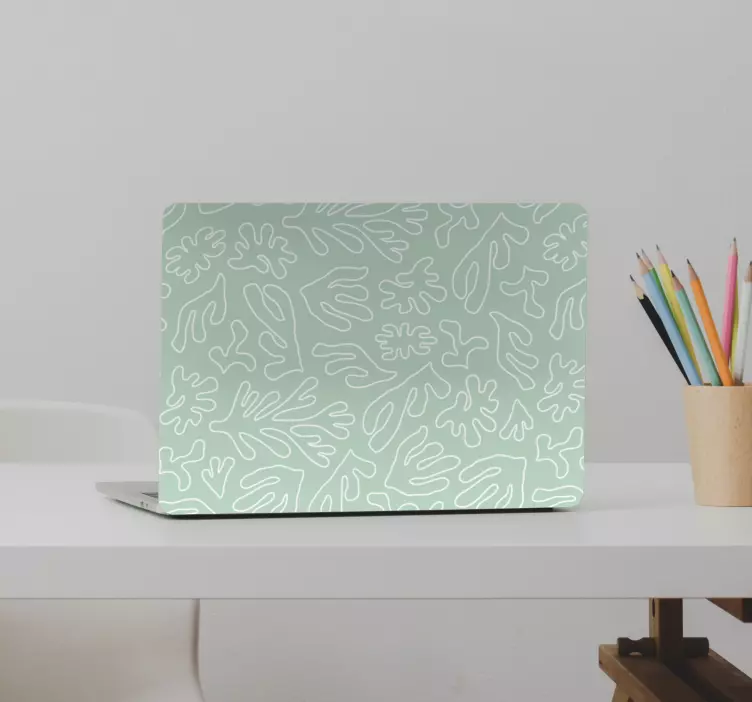 Adesivo para laptop padrão de linhas florais - TenStickers