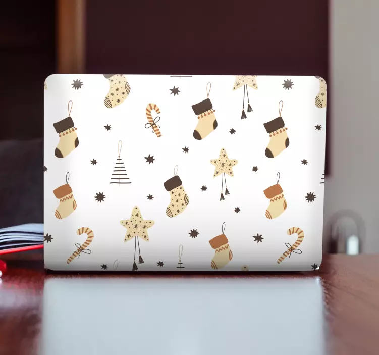 Adesivo para laptop padrão de meia festiva - TenStickers