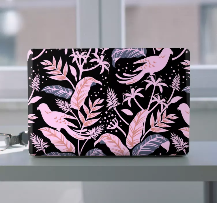 Adesivo para laptop padrão de pássaro tropical - TenStickers
