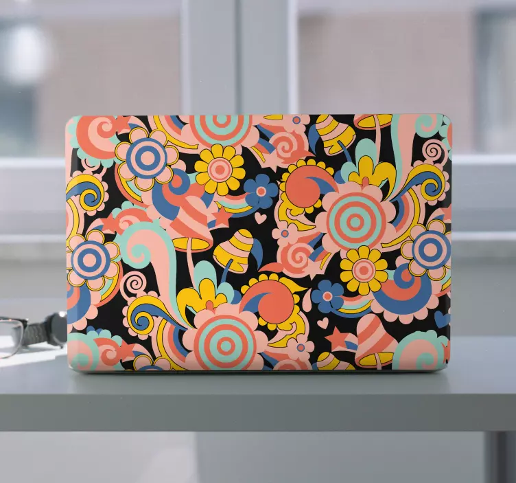 Adesivo para laptop padrão de redemoinho floral - TenStickers