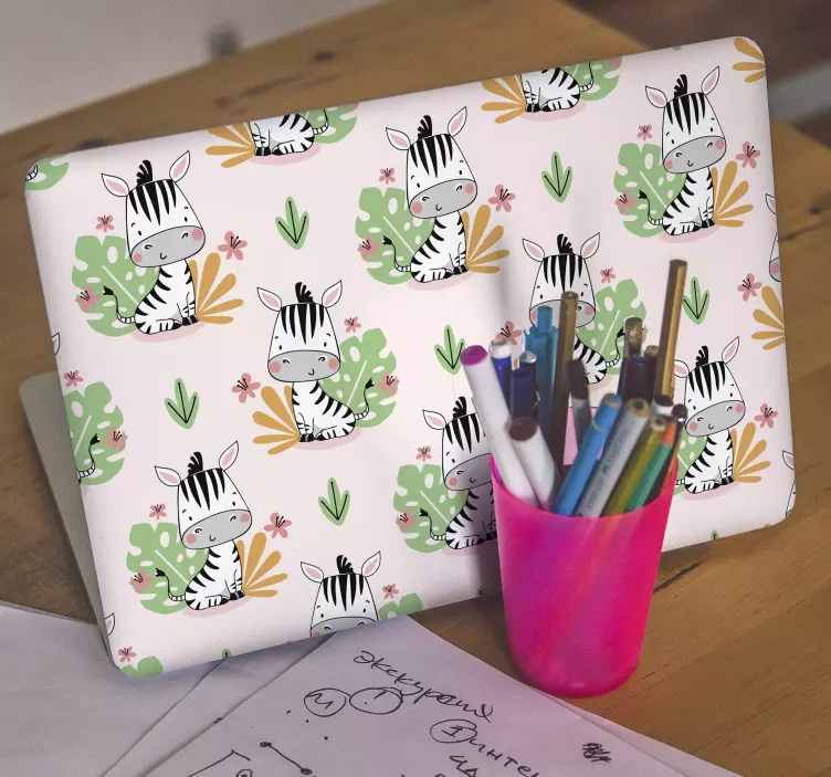 Adesivo para laptop padrões fofos de zebra - TenStickers