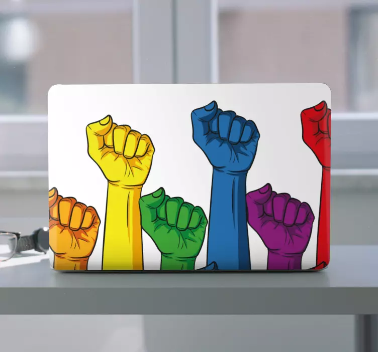 Adesivo para laptop punhos levantados coloridos - TenStickers
