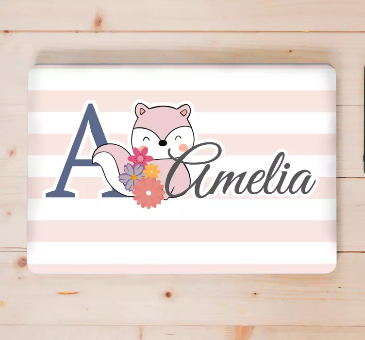 Adesivo para laptop raposa fofa personalizável - TenStickers