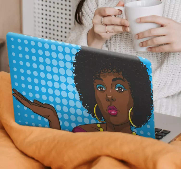 Adesivo para laptop retrato de mulher estilosa - TenStickers