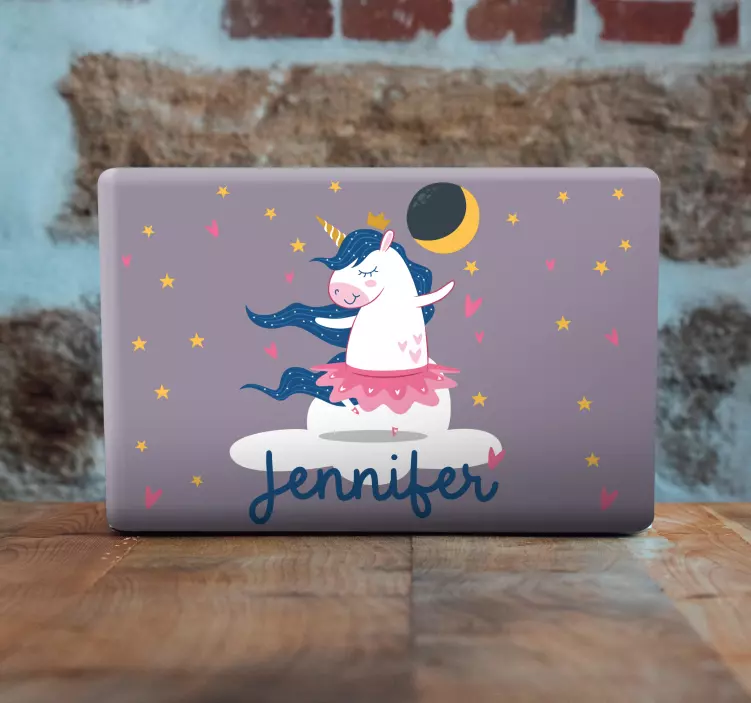 Adesivo para laptop unicórnio dançante personalizado - TenStickers