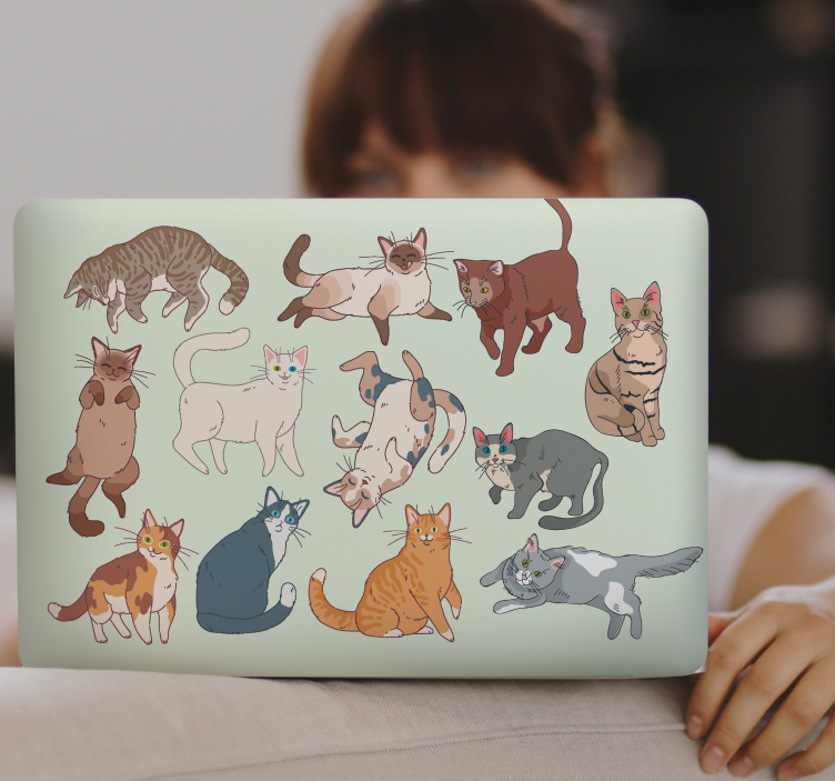 Adesivo para laptop vários gatos animados - TenStickers