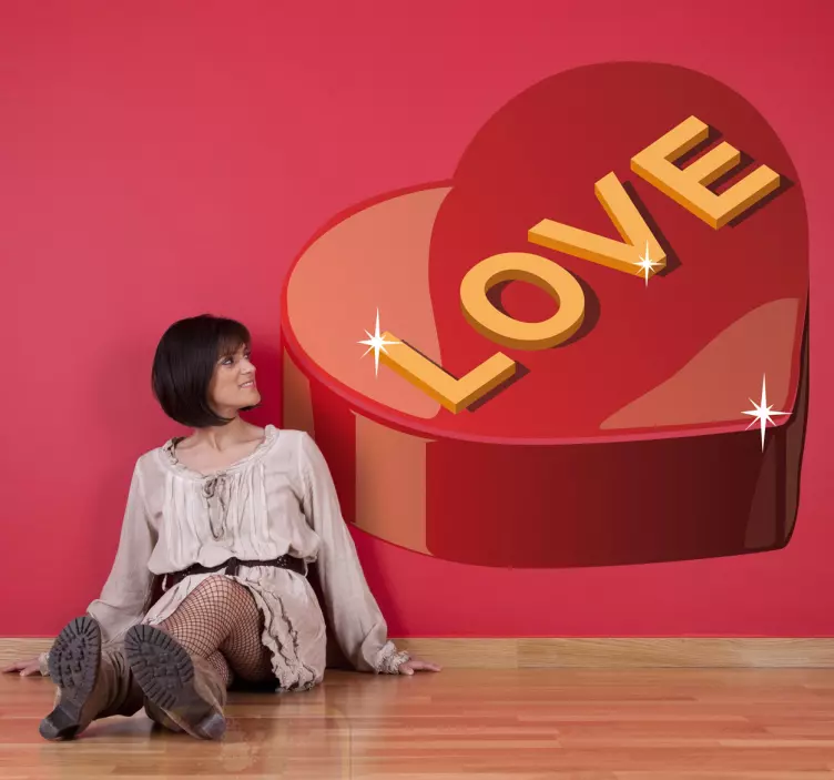 Adesivo para montras caixa em forma de coração - TenStickers