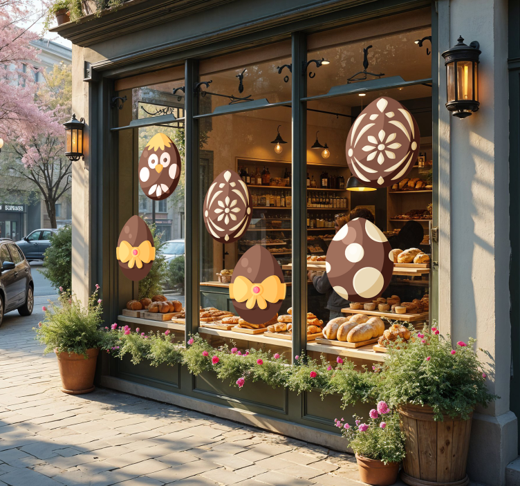 Adesivo para montras ovos de páscoa de chocolate - TenStickers