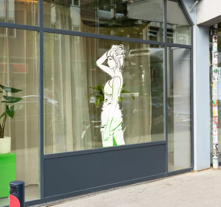 Adesivo para montras silhueta feminina elegante - TenStickers