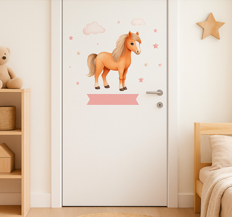 Adesivo para porta design de cavalo e estrelas - TenStickers