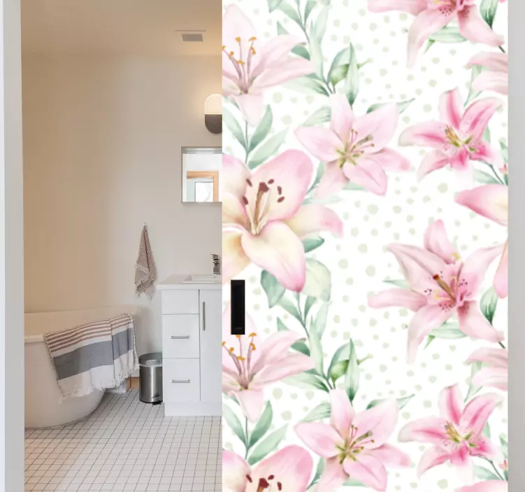 Adesivo para porta design floral elegante - TenStickers