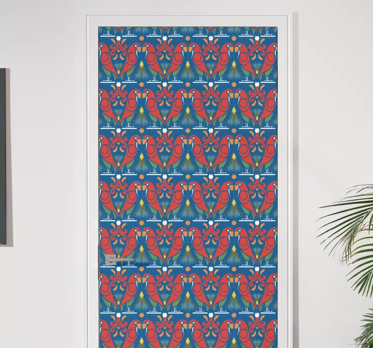 Adesivo para porta motivo aviário vibrante - TenStickers