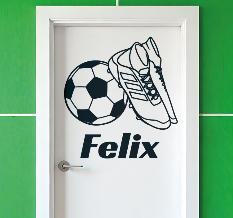 Adesivo para porta nome de futebol para quarto infantil - TenStickers