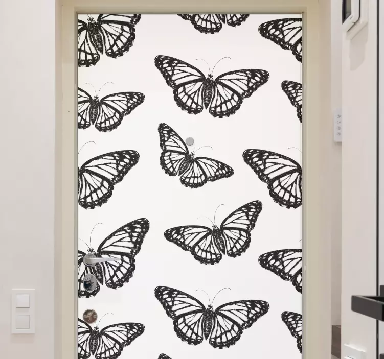 Adesivo para porta padrão de borboleta elegante - TenStickers