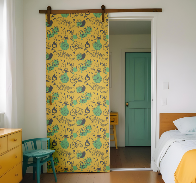 Adesivo para porta padrão urbano - TenStickers