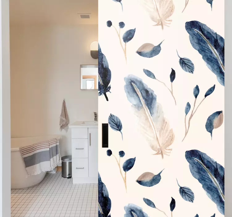 Adesivo para porta padrões de folhas elegantes - TenStickers