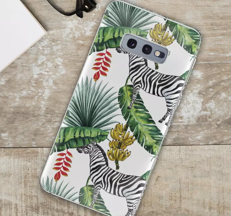 Adesivo para Samsung cena tropical de zebra - TenStickers