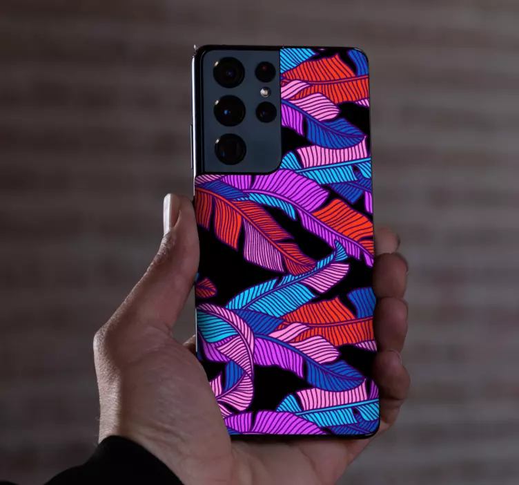 Adesivo para Samsung padrão de folhas vibrantes - TenStickers