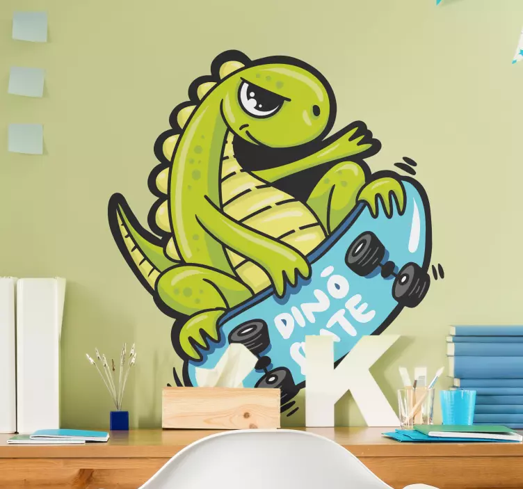 Adesivo personagem dinossauro skatista - TenStickers