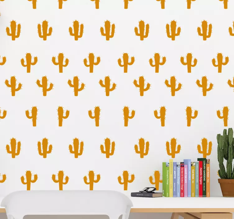 Adesivo plantas padrão de cacto estilizado - TenStickers
