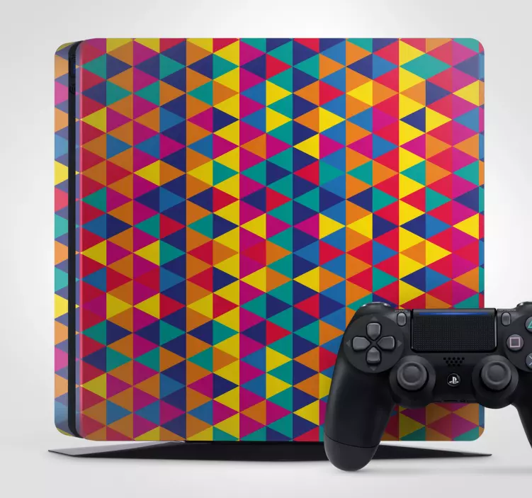 Adesivo PS4 padrão triangular colorido - TenStickers